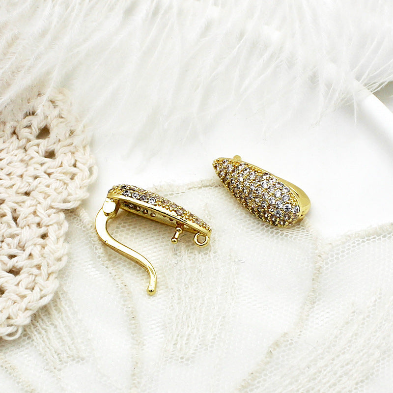 Wholesale Copper Plated 18K Gold Micro Inlaid Leaf Feather Connection Buckle Sweater Chain Buckle